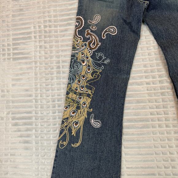 Womens Allen Schwartz Allen B Embroidered Flare Jeans Size 28 - Picture 8 of 11